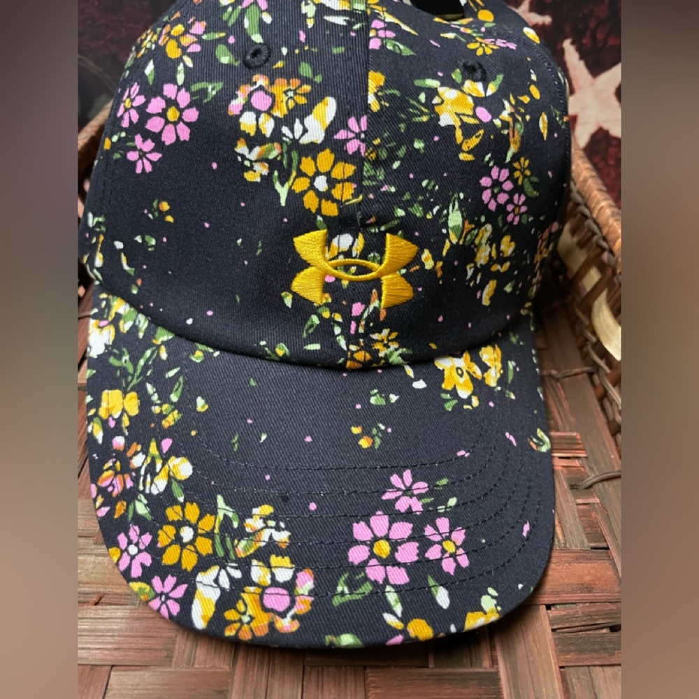 Under Armour Black Cap with Vibrant Floral Design